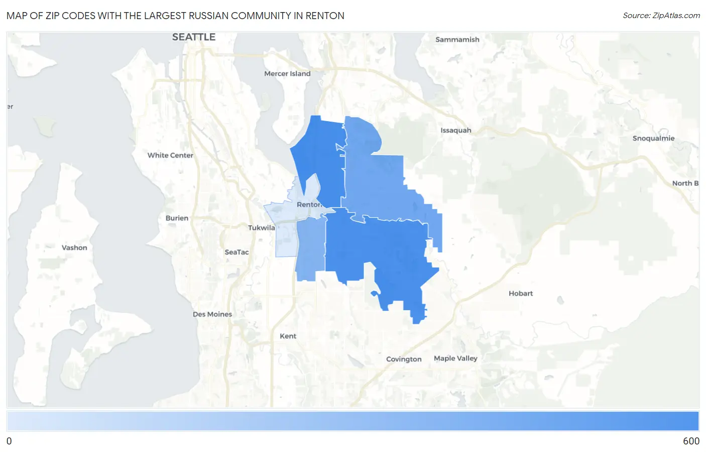 Zip Codes with the Largest Russian Community in Renton Map