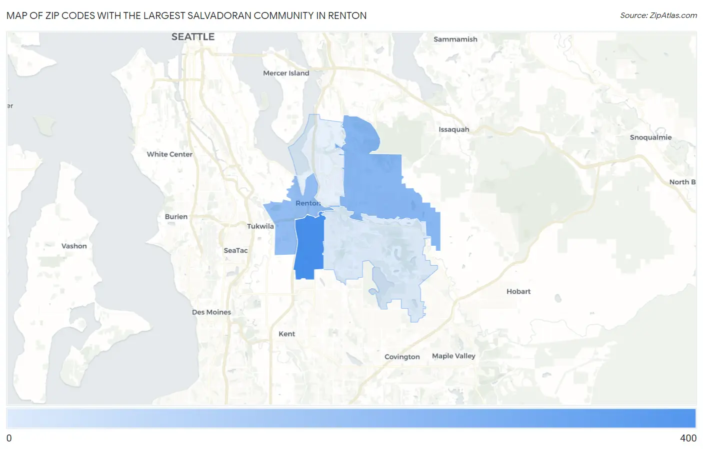 Zip Codes with the Largest Salvadoran Community in Renton Map