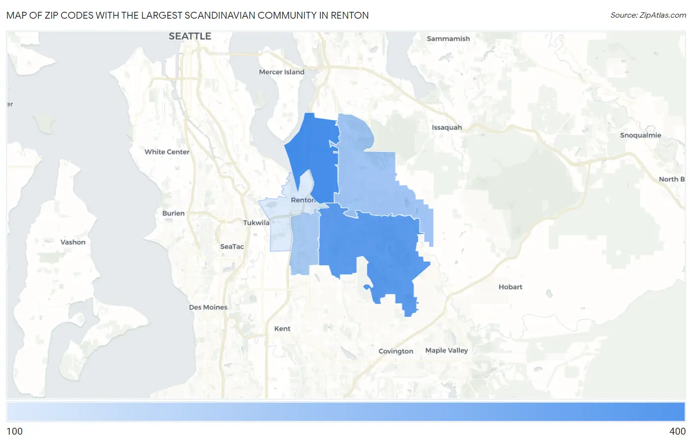 Zip Codes with the Largest Scandinavian Community in Renton Map