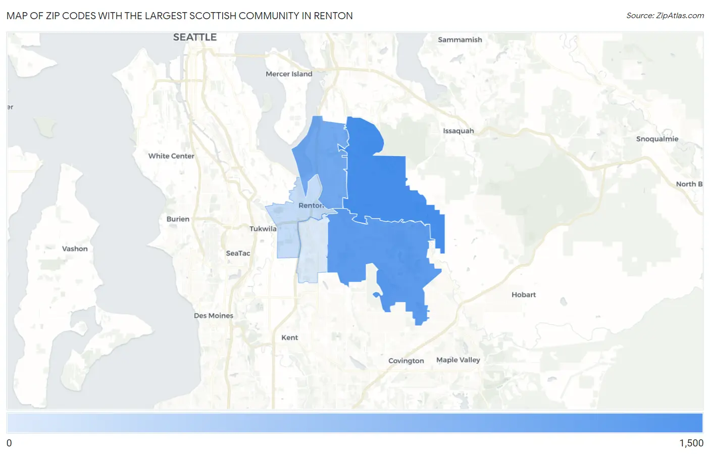 Zip Codes with the Largest Scottish Community in Renton Map