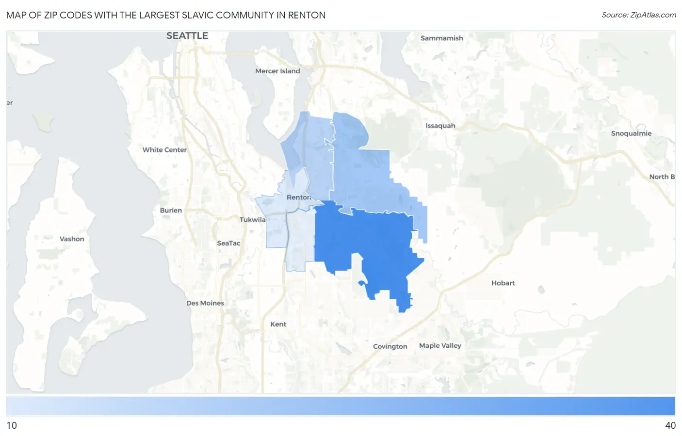 Zip Codes with the Largest Slavic Community in Renton Map