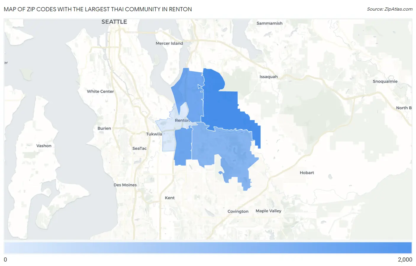 Zip Codes with the Largest Thai Community in Renton Map