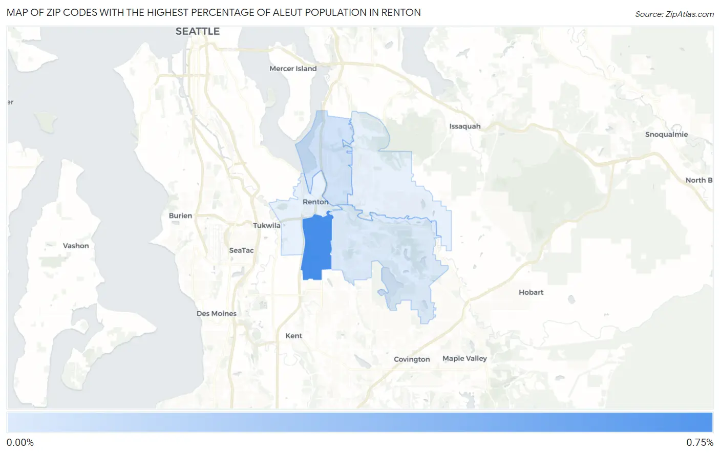 Zip Codes with the Highest Percentage of Aleut Population in Renton Map