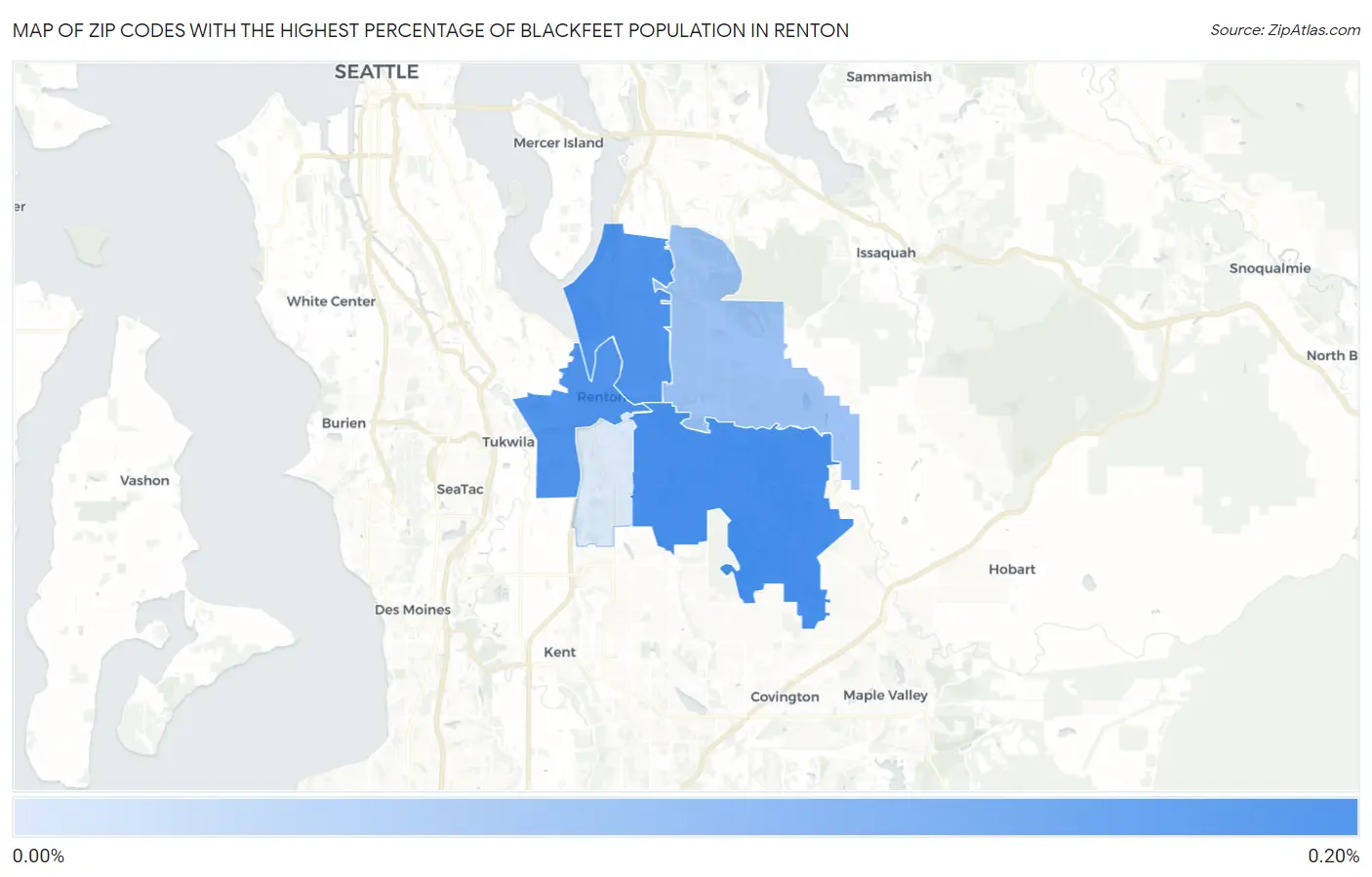Zip Codes with the Highest Percentage of Blackfeet Population in Renton Map