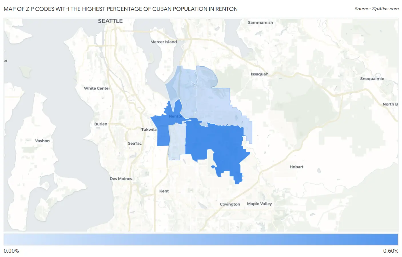 Zip Codes with the Highest Percentage of Cuban Population in Renton Map