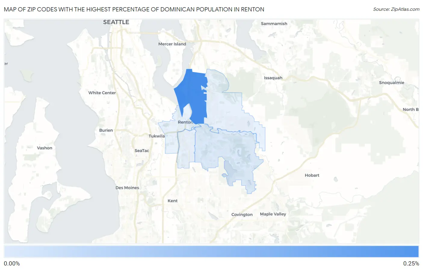 Zip Codes with the Highest Percentage of Dominican Population in Renton Map