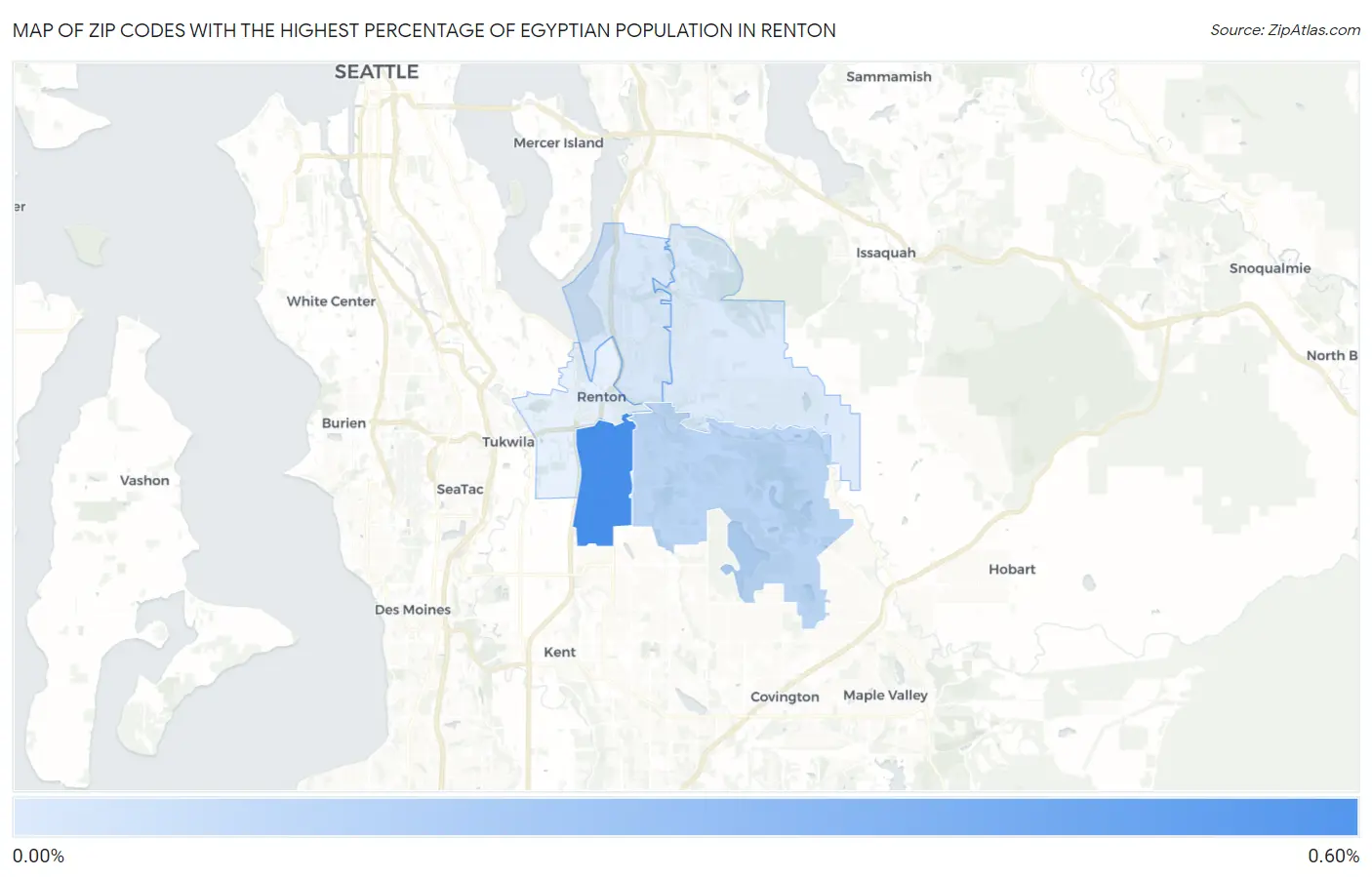 Zip Codes with the Highest Percentage of Egyptian Population in Renton Map