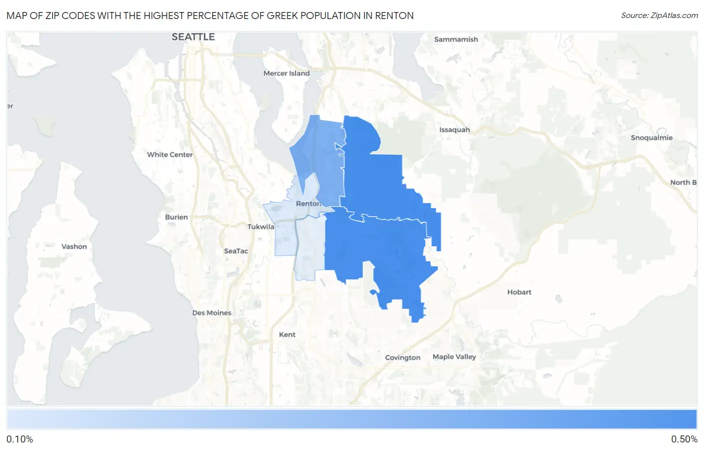 Zip Codes with the Highest Percentage of Greek Population in Renton Map