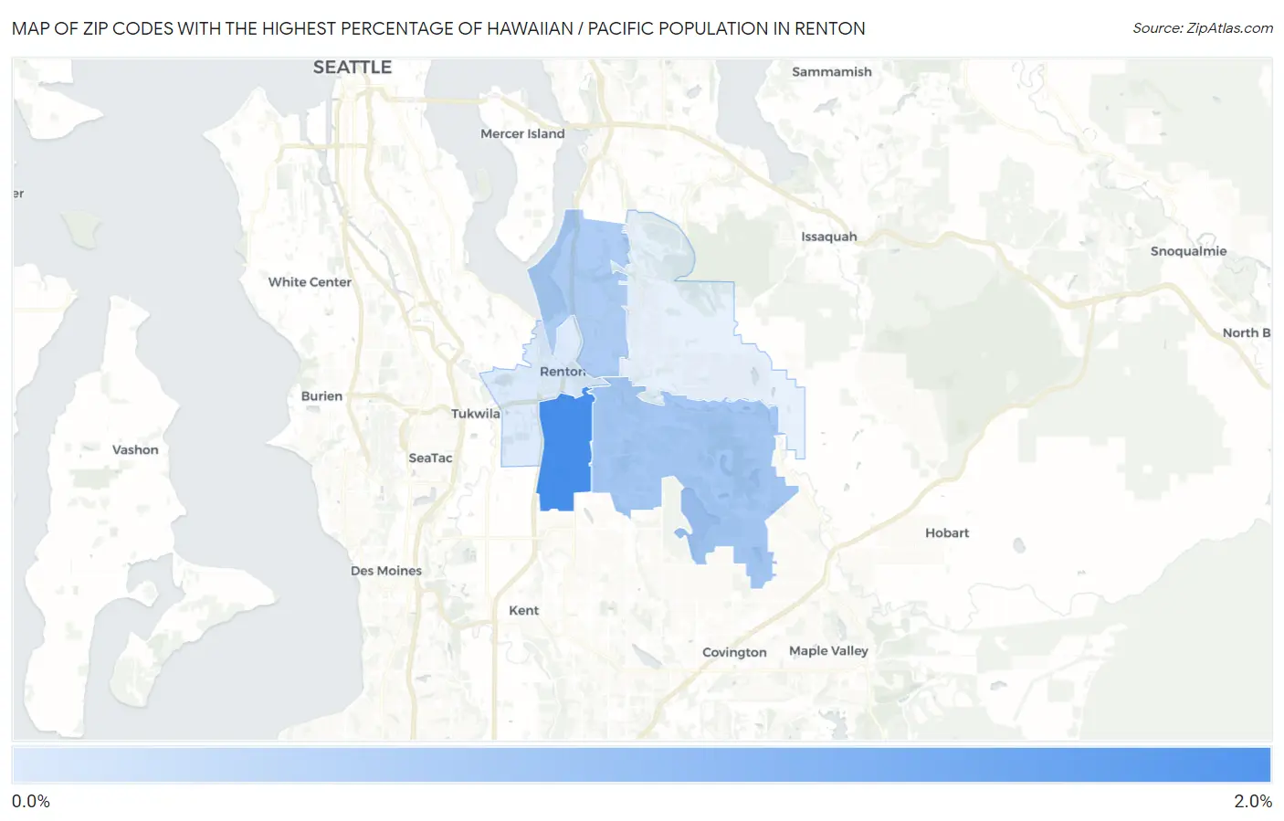 Zip Codes with the Highest Percentage of Hawaiian / Pacific Population in Renton Map