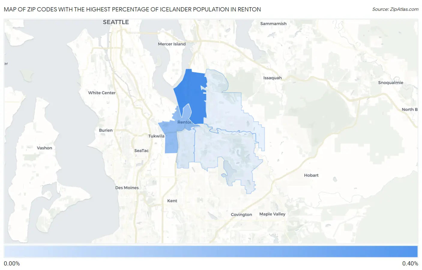 Zip Codes with the Highest Percentage of Icelander Population in Renton Map