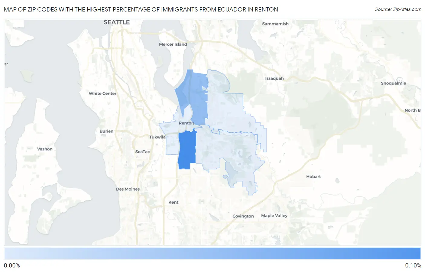 Zip Codes with the Highest Percentage of Immigrants from Ecuador in Renton Map