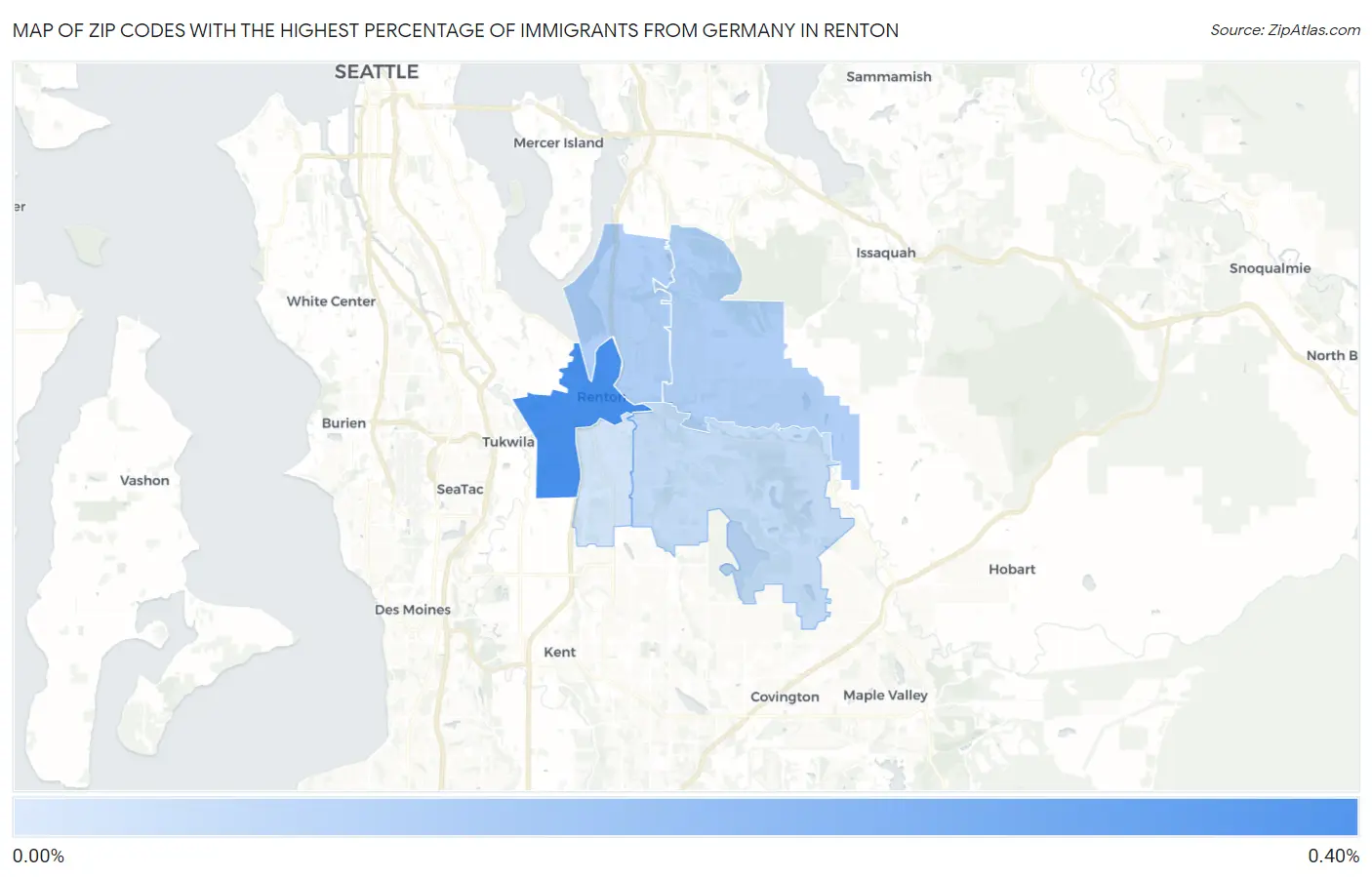 Zip Codes with the Highest Percentage of Immigrants from Germany in Renton Map