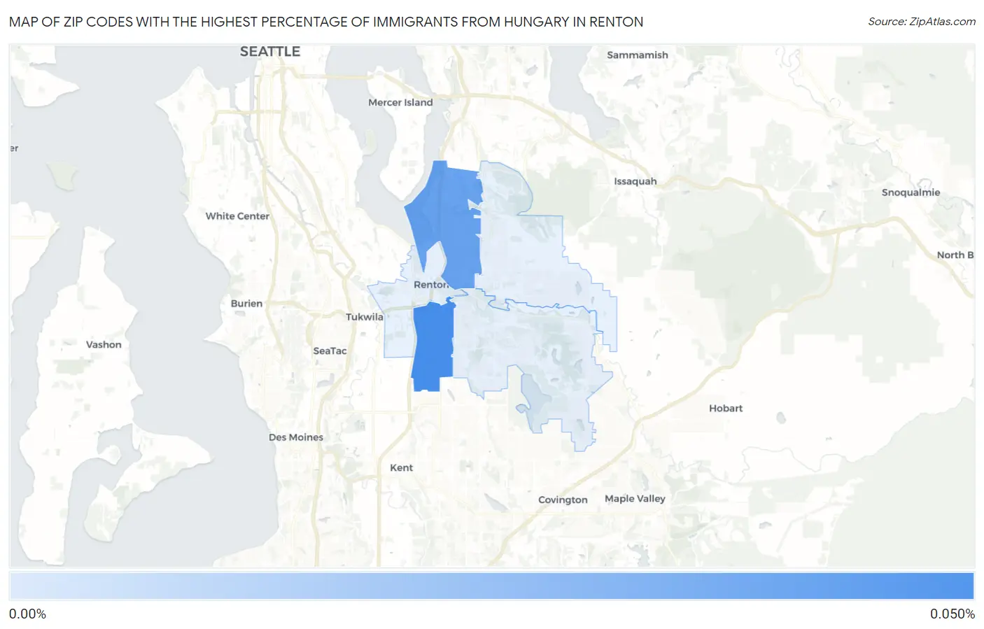 Zip Codes with the Highest Percentage of Immigrants from Hungary in Renton Map