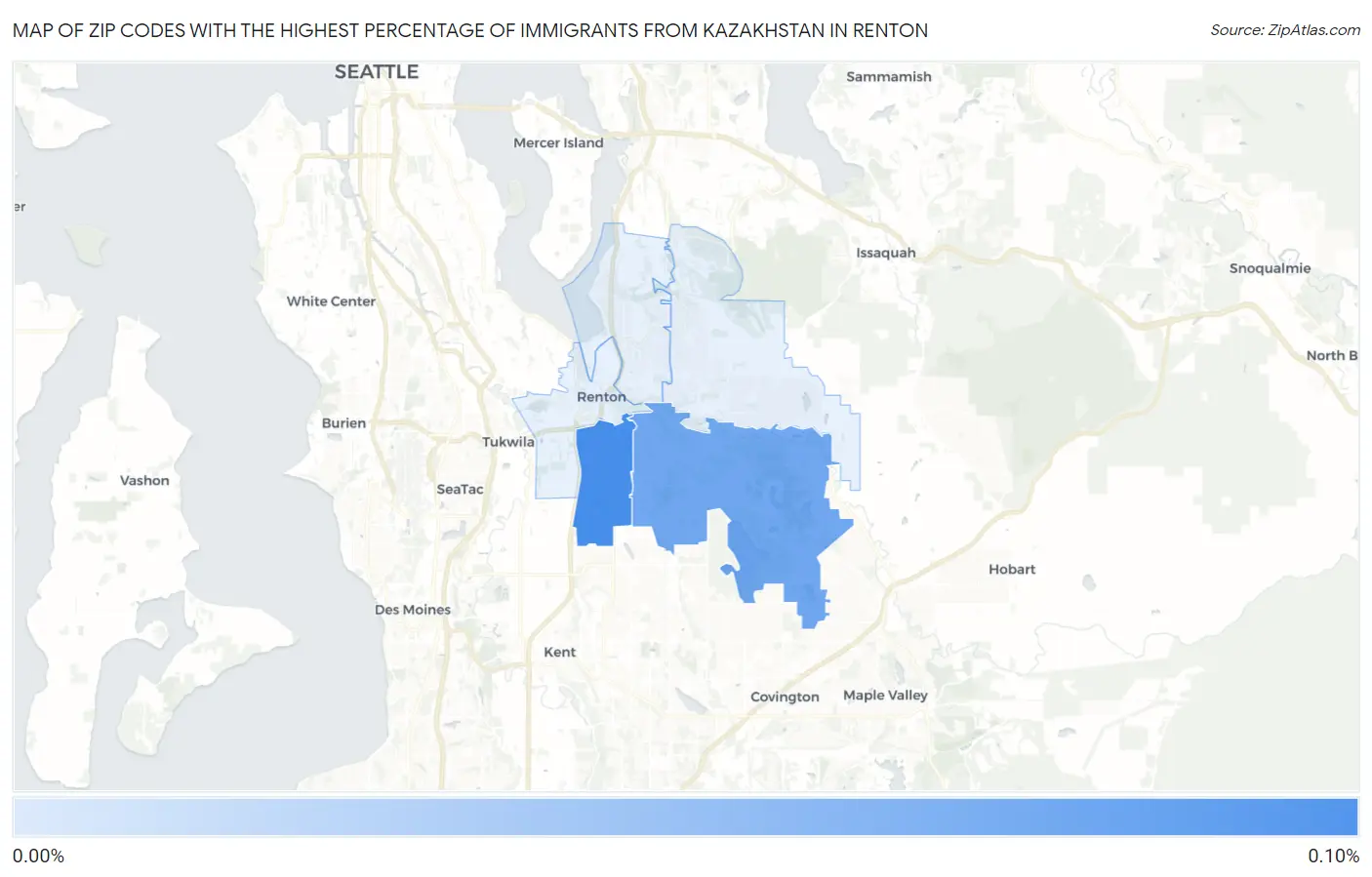 Zip Codes with the Highest Percentage of Immigrants from Kazakhstan in Renton Map