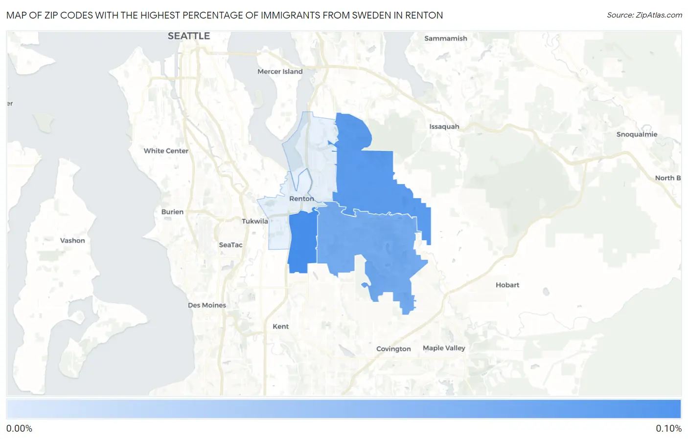 Zip Codes with the Highest Percentage of Immigrants from Sweden in Renton Map