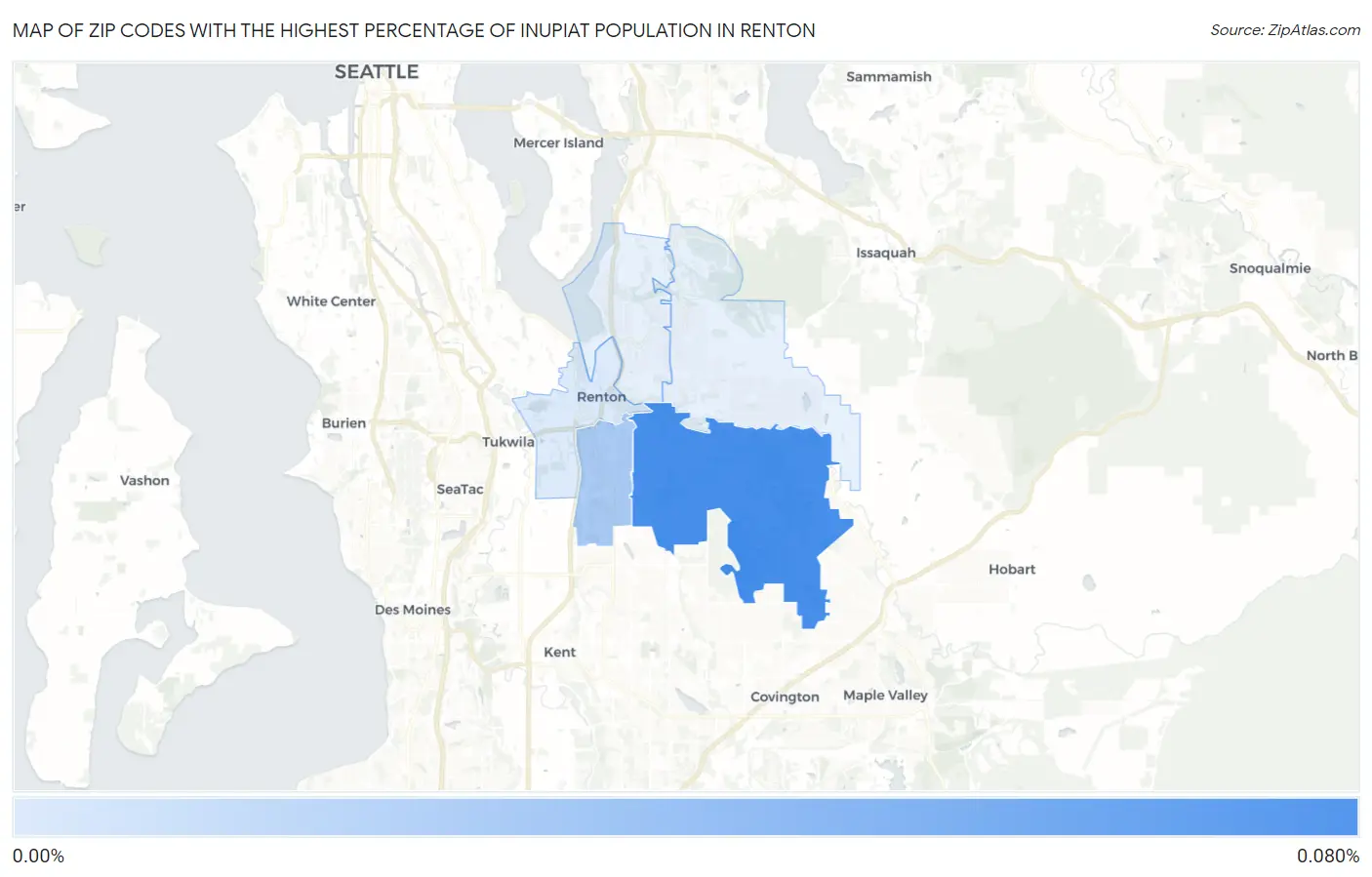 Zip Codes with the Highest Percentage of Inupiat Population in Renton Map