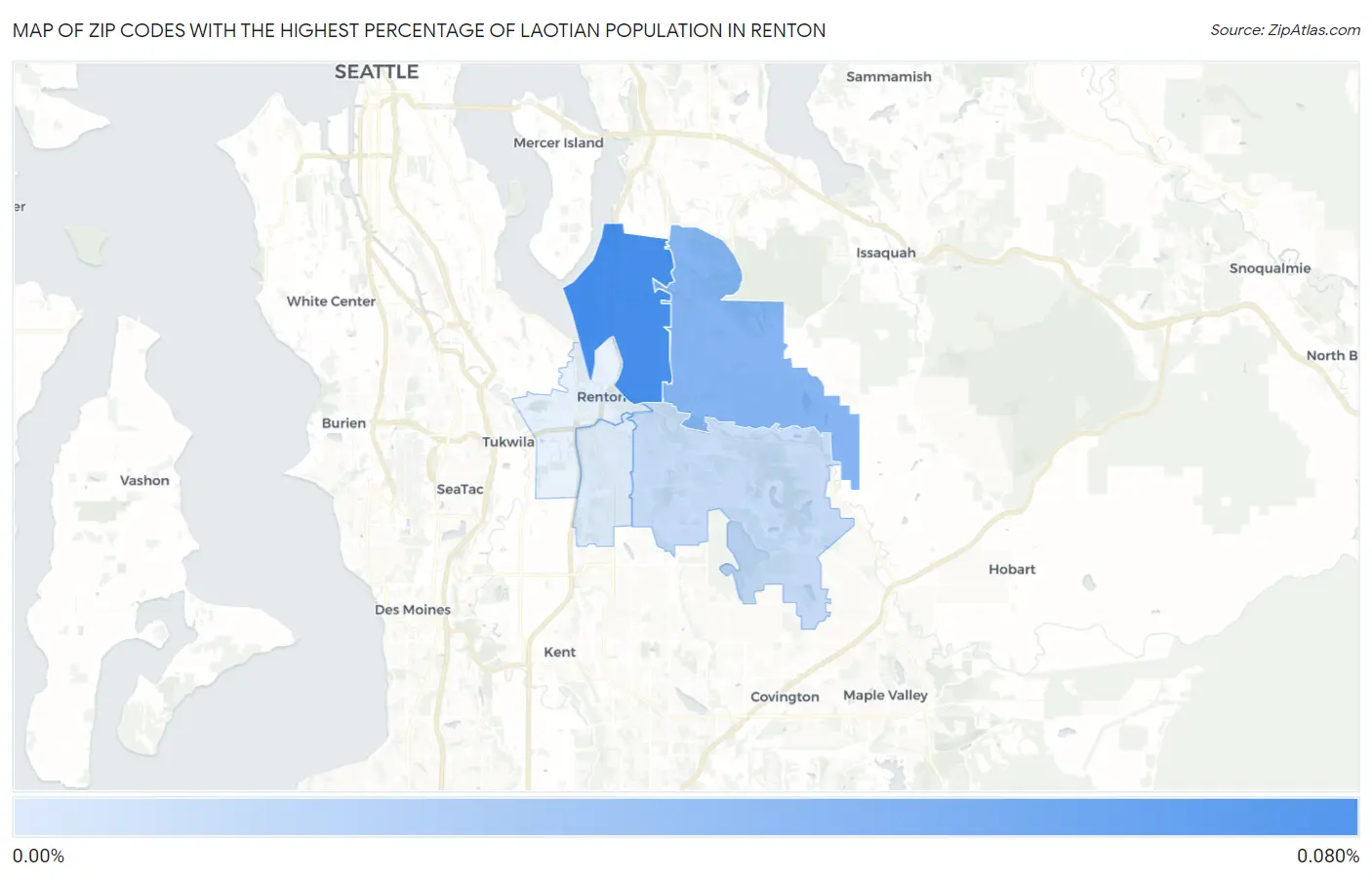 Zip Codes with the Highest Percentage of Laotian Population in Renton Map