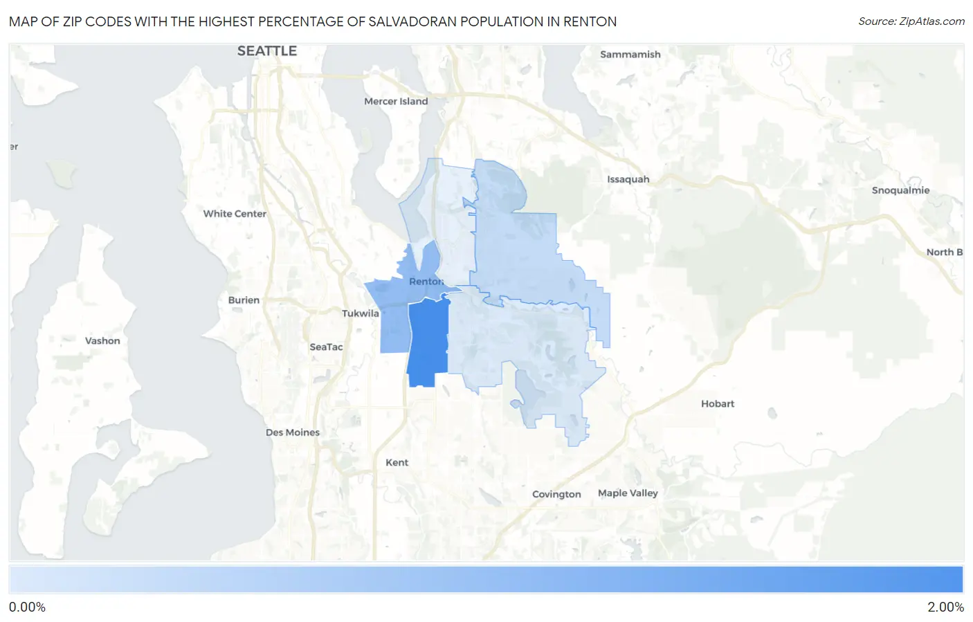 Zip Codes with the Highest Percentage of Salvadoran Population in Renton Map