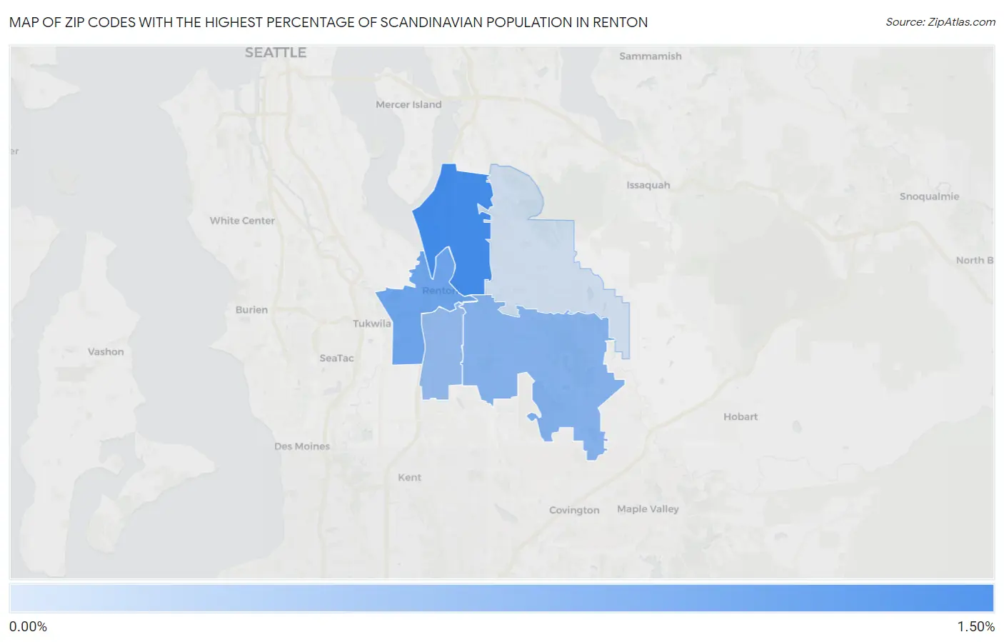 Zip Codes with the Highest Percentage of Scandinavian Population in Renton Map