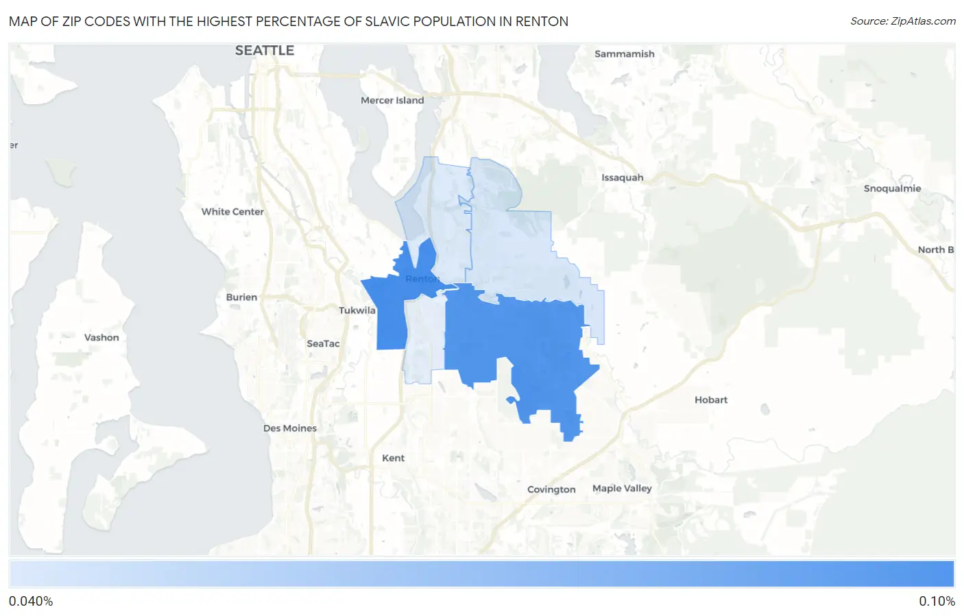 Zip Codes with the Highest Percentage of Slavic Population in Renton Map