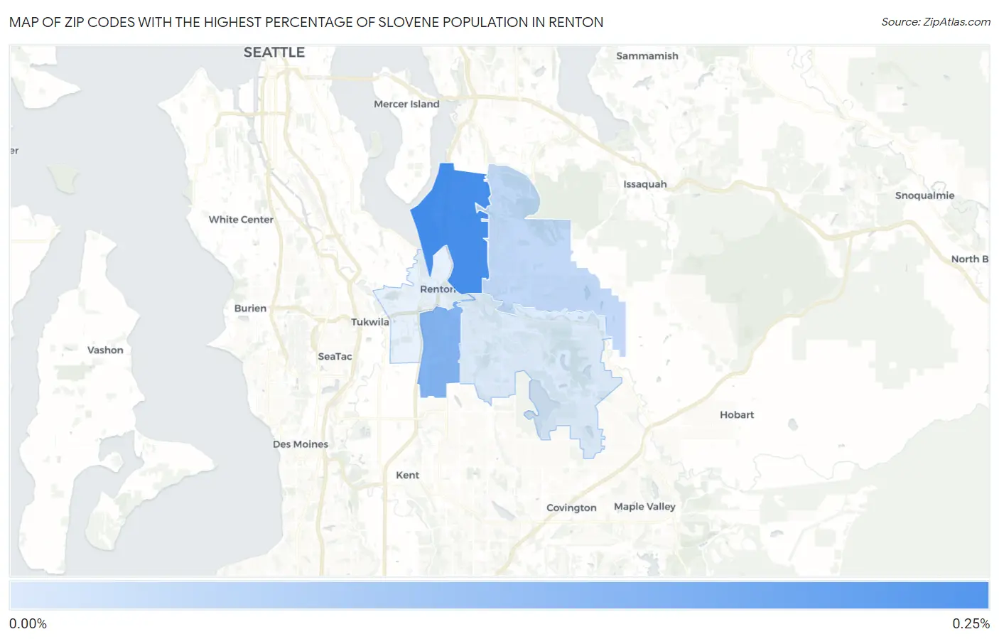 Zip Codes with the Highest Percentage of Slovene Population in Renton Map