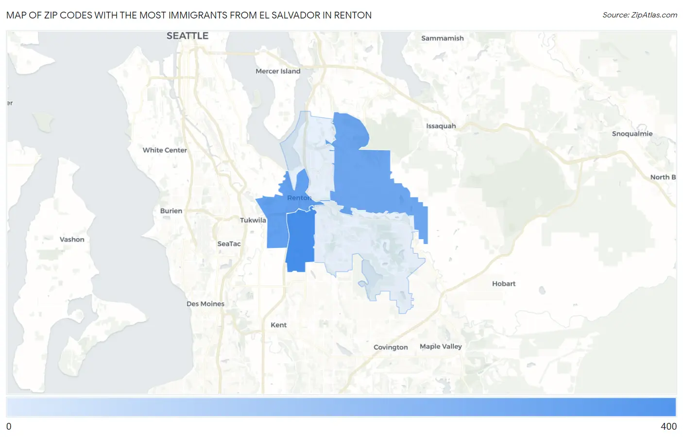 Zip Codes with the Most Immigrants from El Salvador in Renton Map