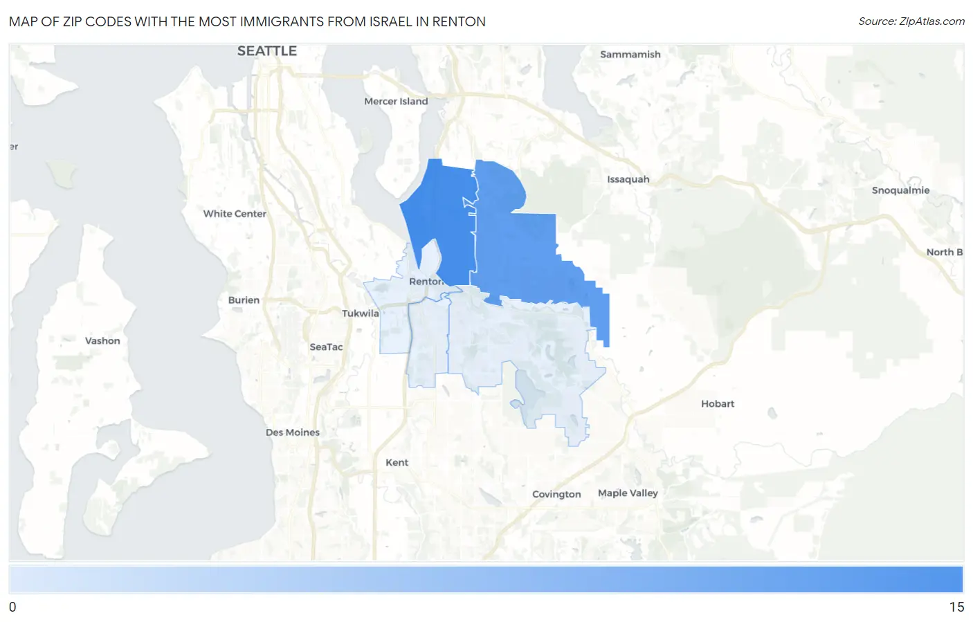 Zip Codes with the Most Immigrants from Israel in Renton Map