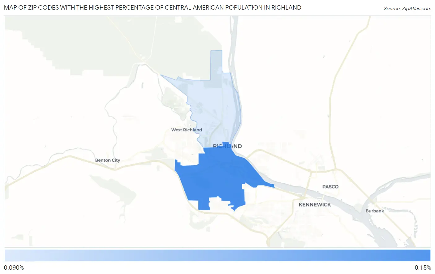 Zip Codes with the Highest Percentage of Central American Population in Richland Map