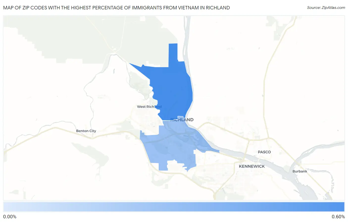 Zip Codes with the Highest Percentage of Immigrants from Vietnam in Richland Map