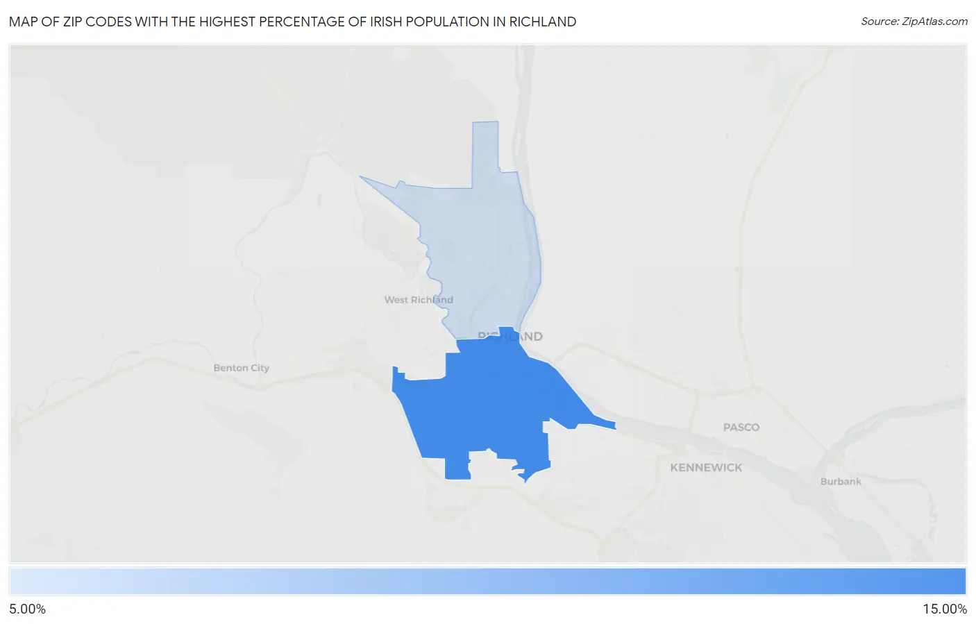 Zip Codes with the Highest Percentage of Irish Population in Richland Map