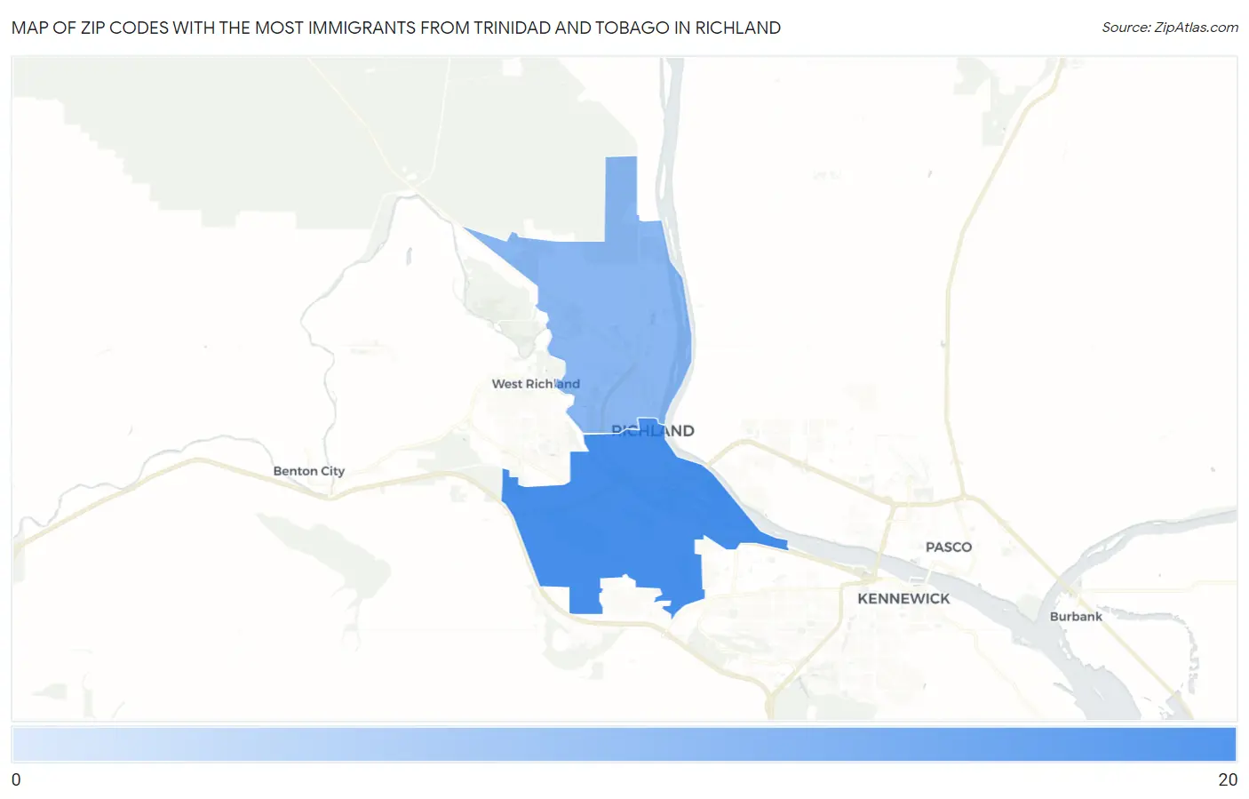 Zip Codes with the Most Immigrants from Trinidad and Tobago in Richland Map