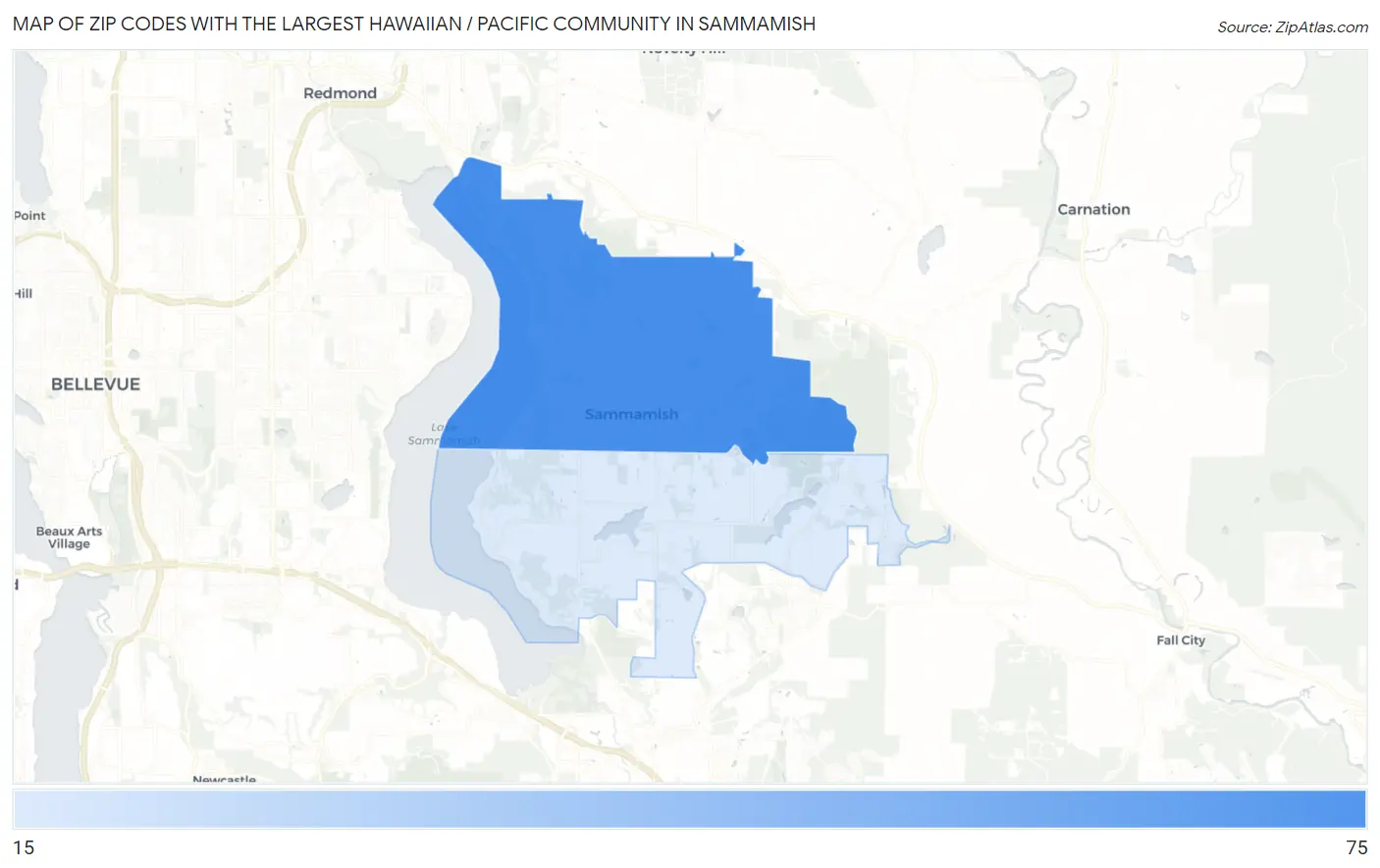 Zip Codes with the Largest Hawaiian / Pacific Community in Sammamish Map