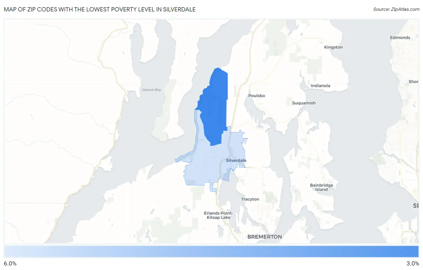Zip Codes with the Lowest Poverty Level in Silverdale Map