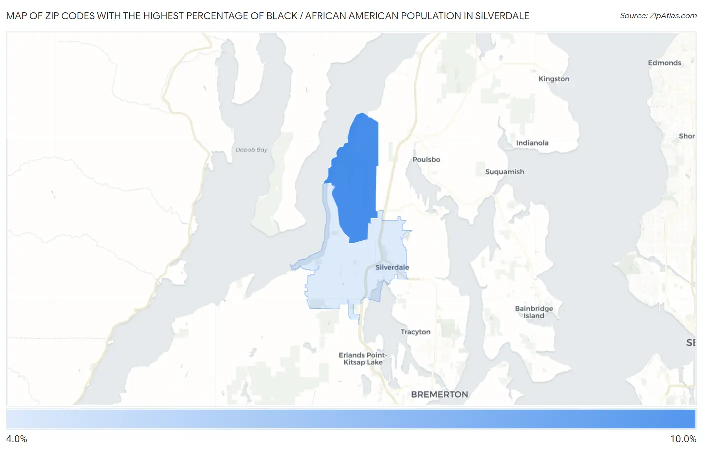 Zip Codes with the Highest Percentage of Black / African American Population in Silverdale Map