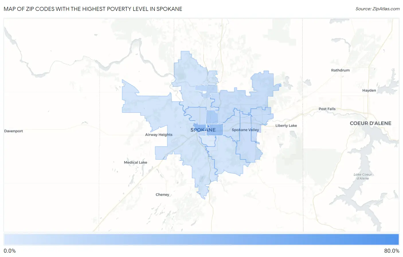 Zip Codes with the Highest Poverty Level in Spokane Map