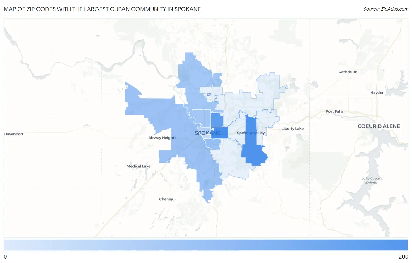 Zip Codes with the Largest Cuban Community in Spokane Map