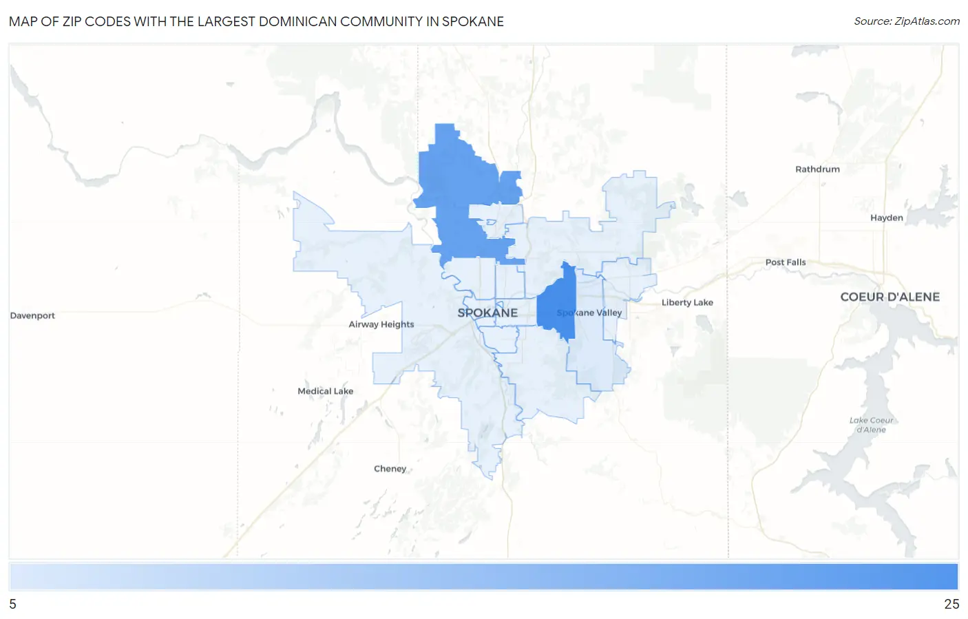 Zip Codes with the Largest Dominican Community in Spokane Map