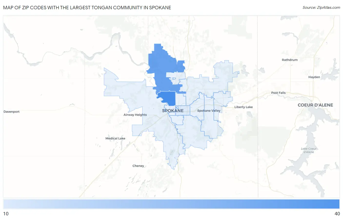 Zip Codes with the Largest Tongan Community in Spokane Map