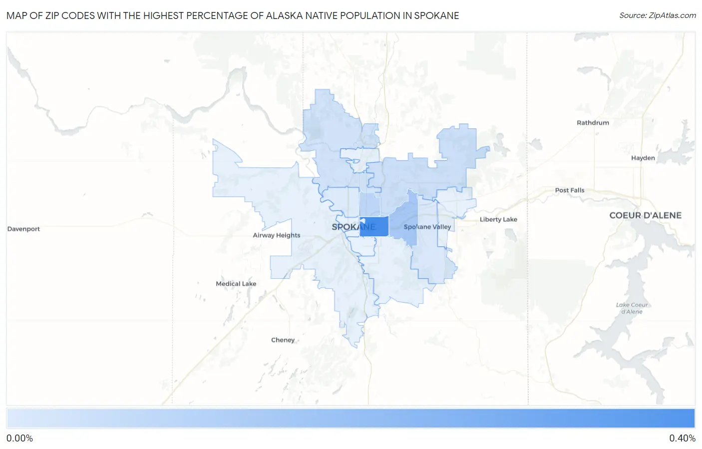 Zip Codes with the Highest Percentage of Alaska Native Population in Spokane Map
