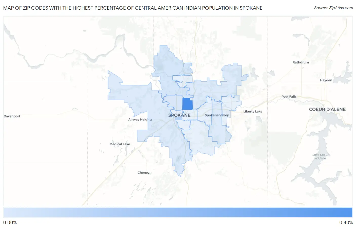 Zip Codes with the Highest Percentage of Central American Indian Population in Spokane Map