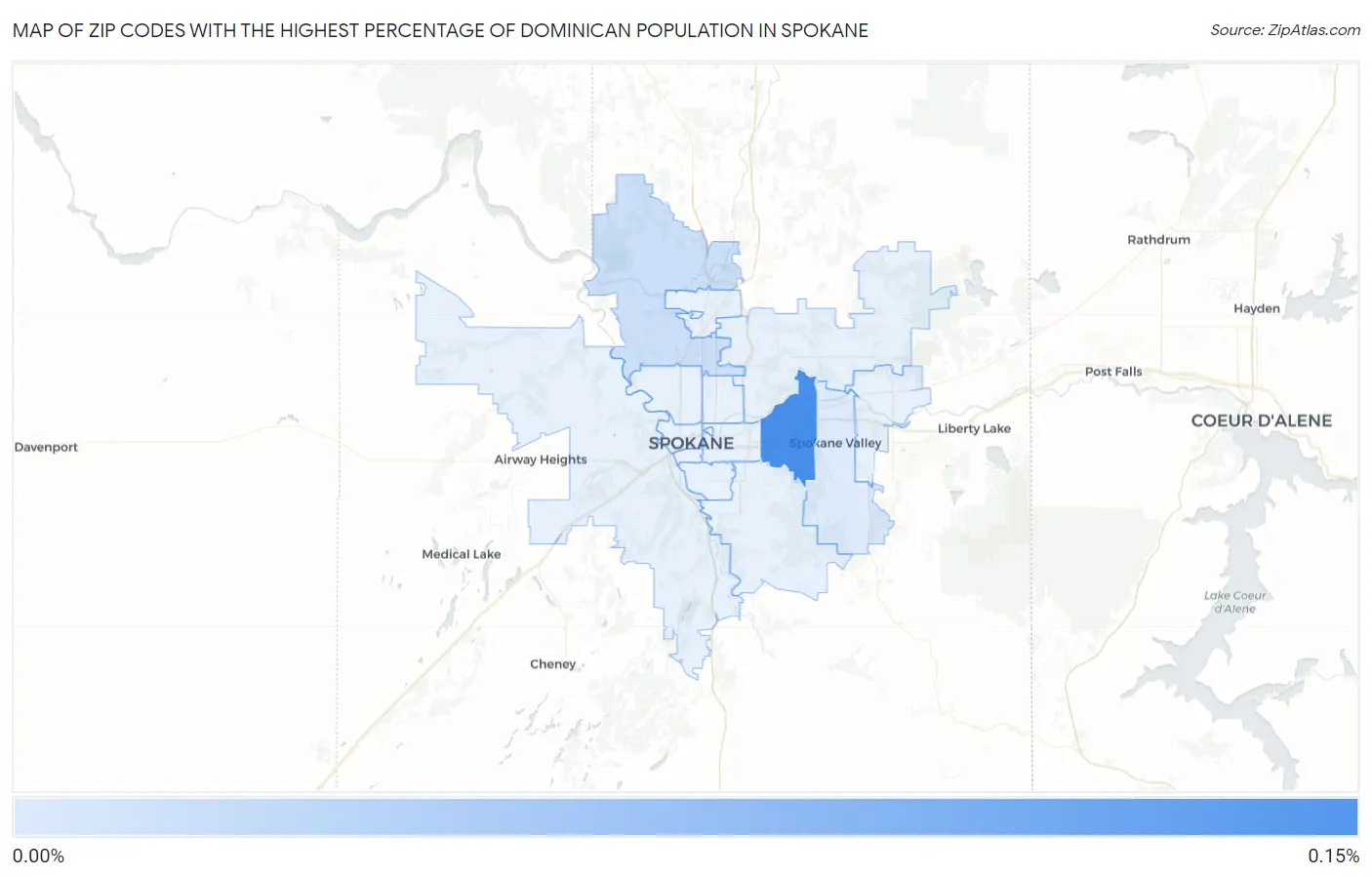 Zip Codes with the Highest Percentage of Dominican Population in Spokane Map