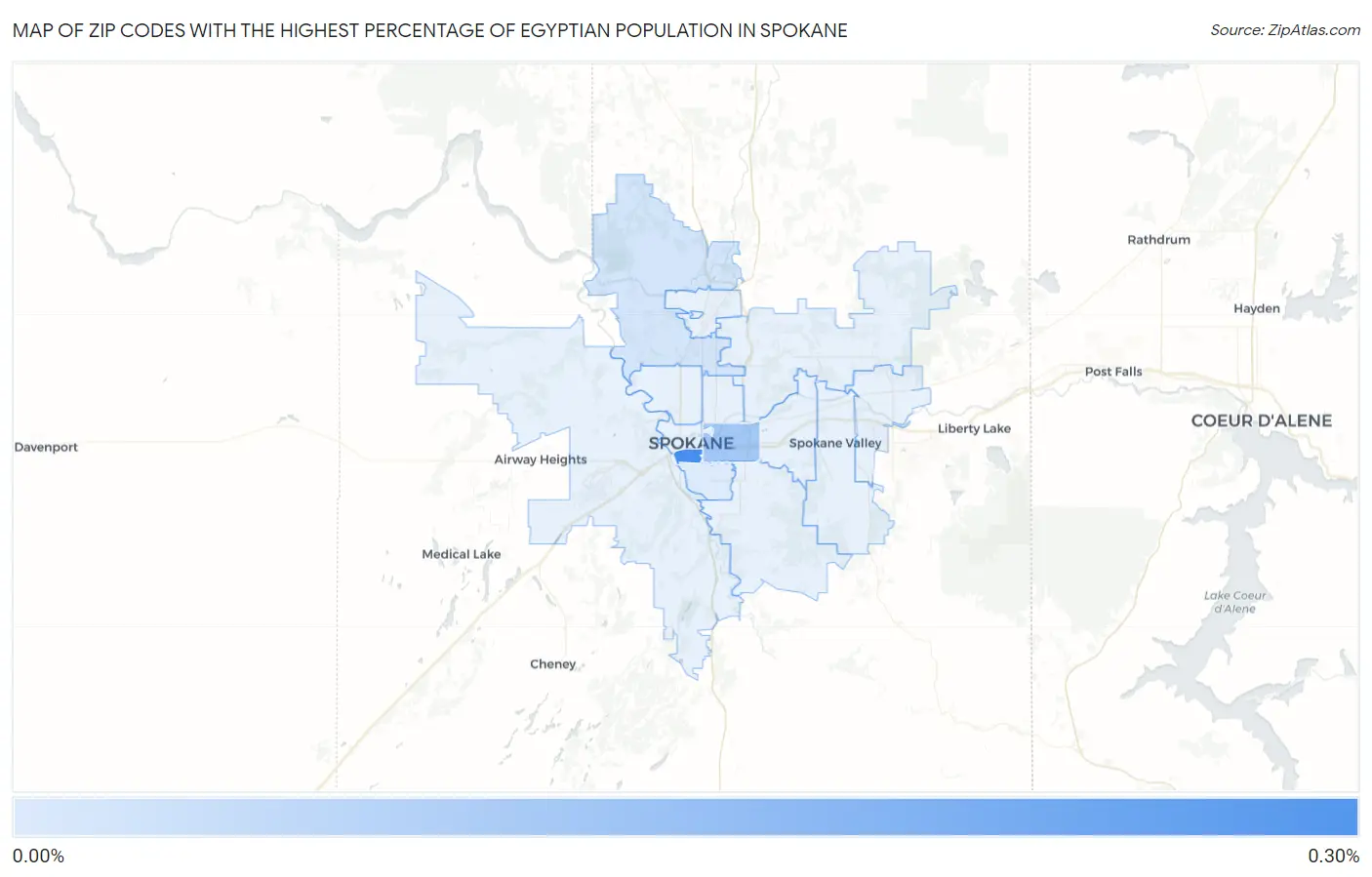 Zip Codes with the Highest Percentage of Egyptian Population in Spokane Map