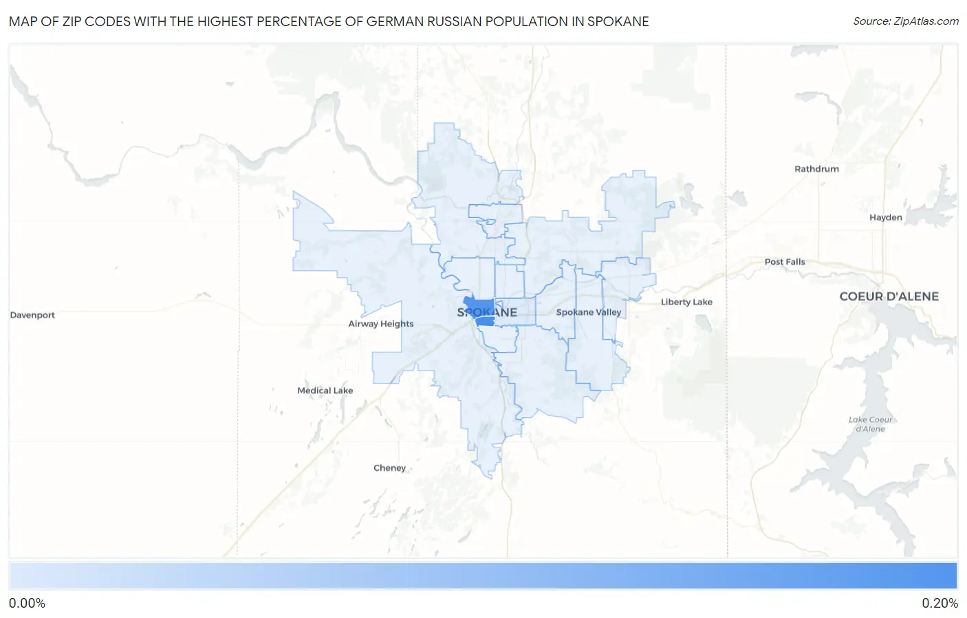 Zip Codes with the Highest Percentage of German Russian Population in Spokane Map