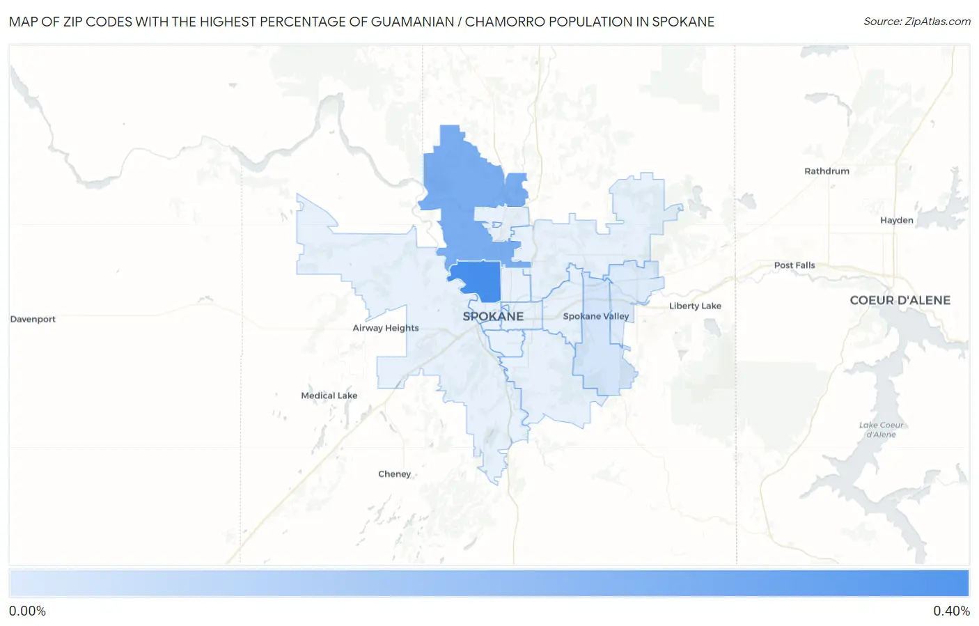 Zip Codes with the Highest Percentage of Guamanian / Chamorro Population in Spokane Map