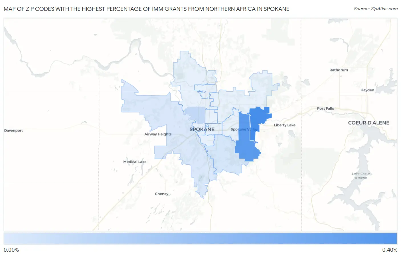 Zip Codes with the Highest Percentage of Immigrants from Northern Africa in Spokane Map