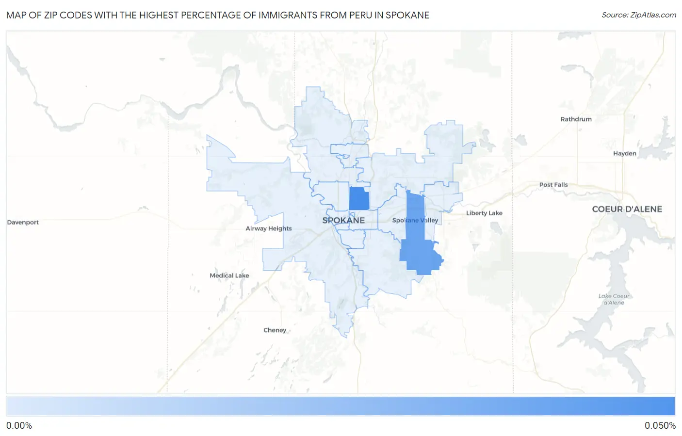 Zip Codes with the Highest Percentage of Immigrants from Peru in Spokane Map