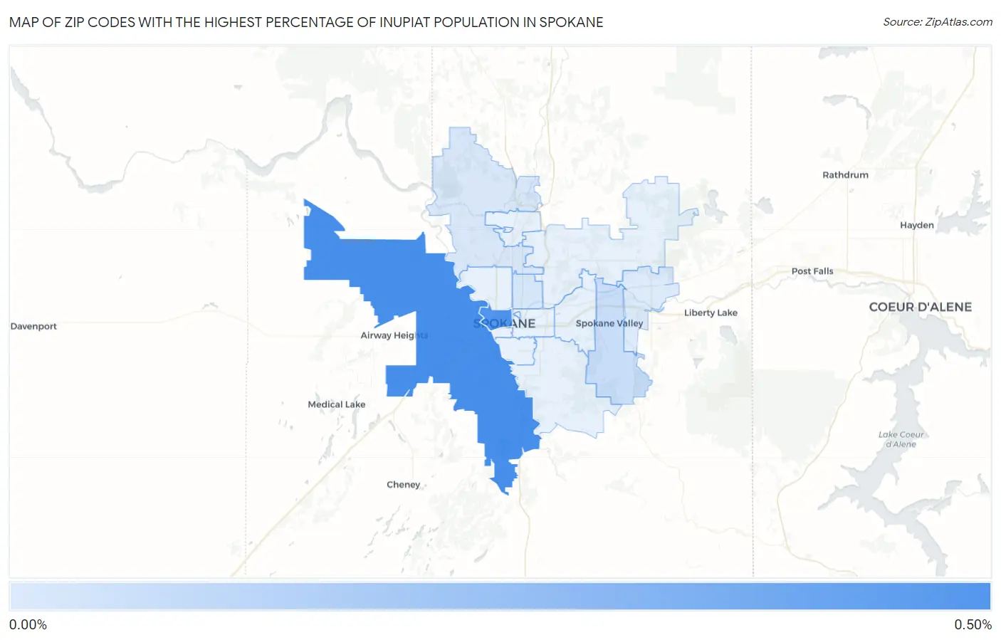 Zip Codes with the Highest Percentage of Inupiat Population in Spokane Map