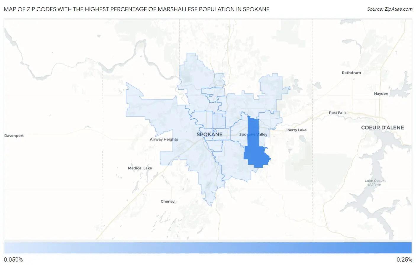 Zip Codes with the Highest Percentage of Marshallese Population in Spokane Map