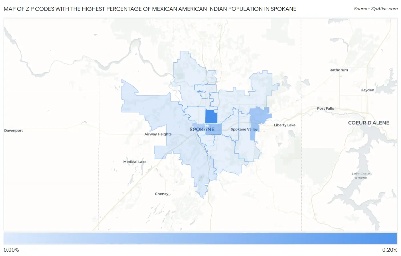 Zip Codes with the Highest Percentage of Mexican American Indian Population in Spokane Map