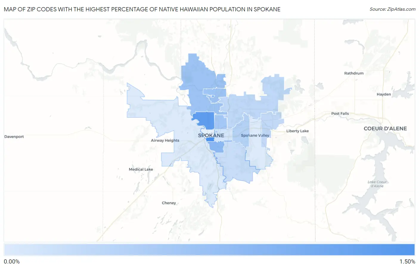 Zip Codes with the Highest Percentage of Native Hawaiian Population in Spokane Map